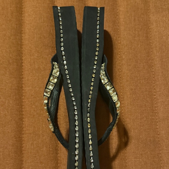 Yellow Box Black Sandals with Glittering Straps - Picture 2 of 6
